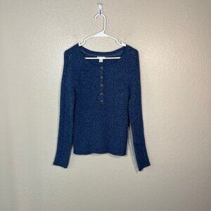Sundance Catalog Sweater Womens XS Chunky Cozy Blue Knit Cotton Pullover NWOT